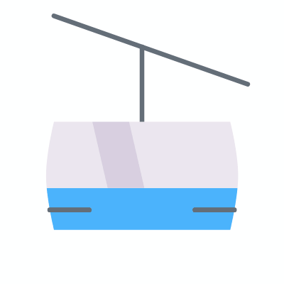 Ski lift, Animated Icon, Flat