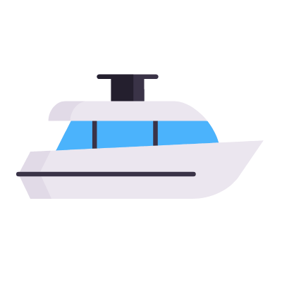 Yacht, Animated Icon, Flat