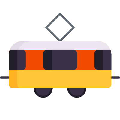 Tram, Animated Icon, Flat