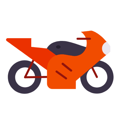 Motorcycle, Animated Icon, Flat