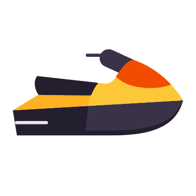 Water jet ski, Animated Icon, Flat