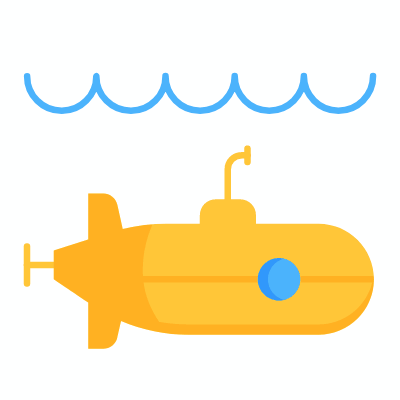 Submarine, Animated Icon, Flat