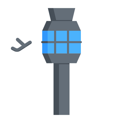 Airport tower, Animated Icon, Flat