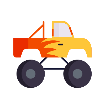 Monster truck, Animated Icon, Flat