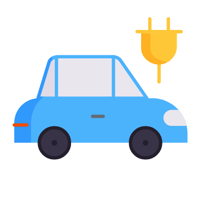 Electric car, Animated Icon, Flat