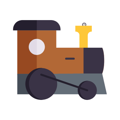 Locomotive, Animated Icon, Flat
