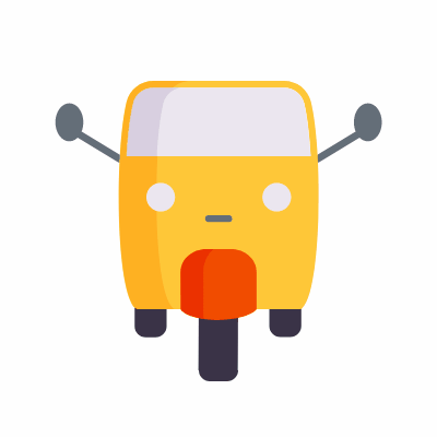 Three-wheel car, Animated Icon, Flat