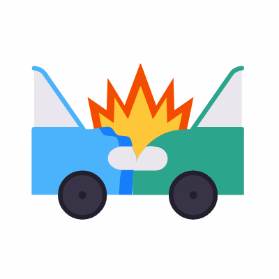 Car crash, Animated Icon, Flat