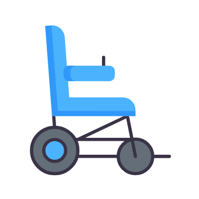 Electric wheelchair, Animated Icon, Flat