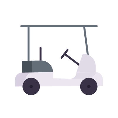 Golf cart, Animated Icon, Flat