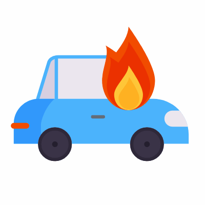 Car fire, Animated Icon, Flat