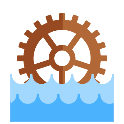 Water wheel, Animated Icon, Flat