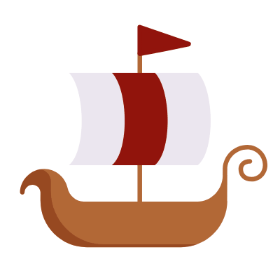 Viking ship, Animated Icon, Flat