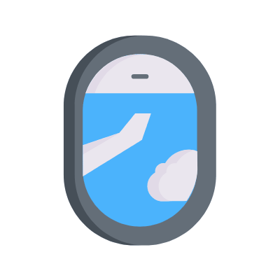 Airplane window, Animated Icon, Flat
