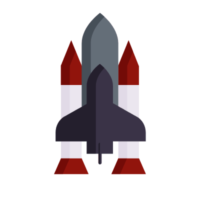 Spaceship, Animated Icon, Flat