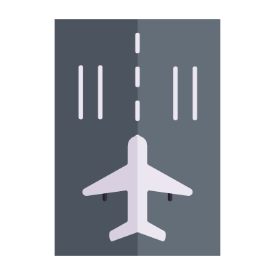 Airport runway, Animated Icon, Flat