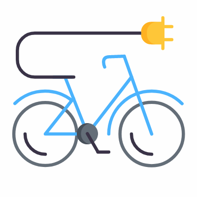 Electric bicycle, Animated Icon, Flat