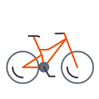 Downhill bicycle, Animated Icon, Flat