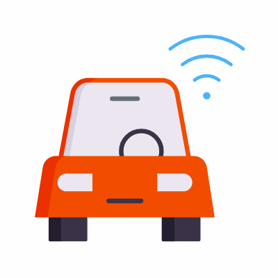 Autonomous car, Animated Icon, Flat