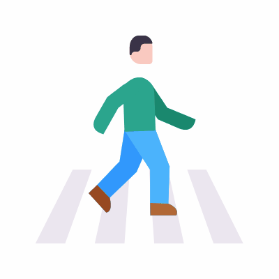 Crosswalk, Animated Icon, Flat