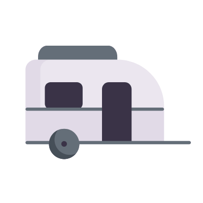 Camping trailer, Animated Icon, Flat