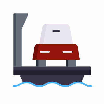 Ferry, Animated Icon, Flat