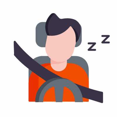 Sleepy driver, Animated Icon, Flat