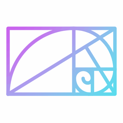 Fibonacci arcs, Animated Icon, Gradient