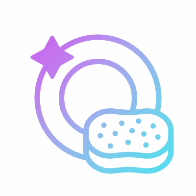 Washing dishes, Animated Icon, Gradient