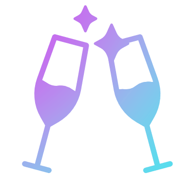 Champagne flutes, Animated Icon, Gradient