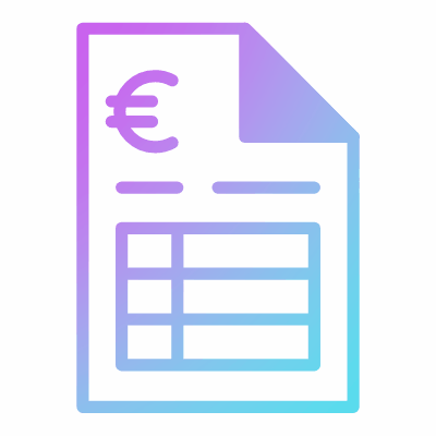Invoice Euro, Animated Icon, Gradient