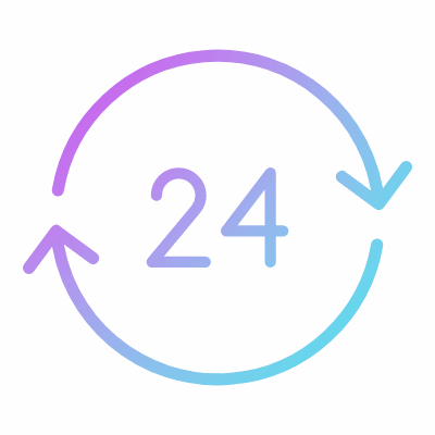 24-hour, Animated Icon, Gradient