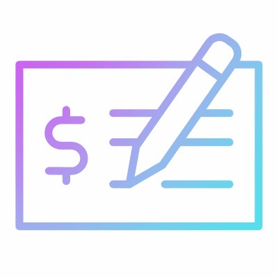 Bank check, Animated Icon, Gradient