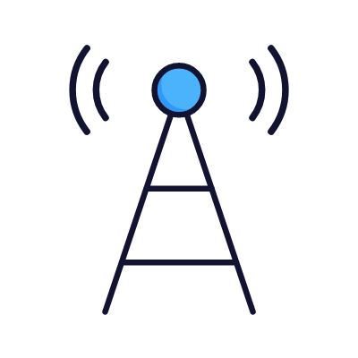 Broadcast tower, Animated Icon, Lineal