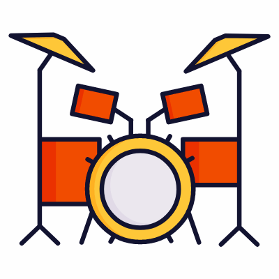 Drum set, Animated Icon, Lineal