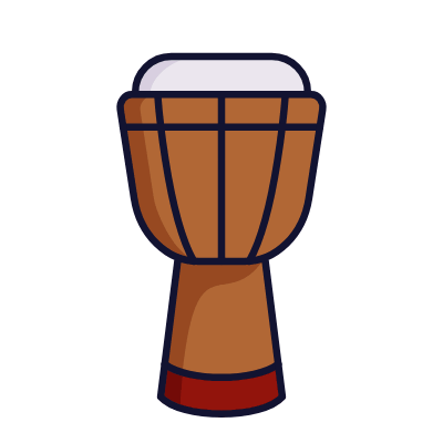 Djembe drum, Animated Icon, Lineal
