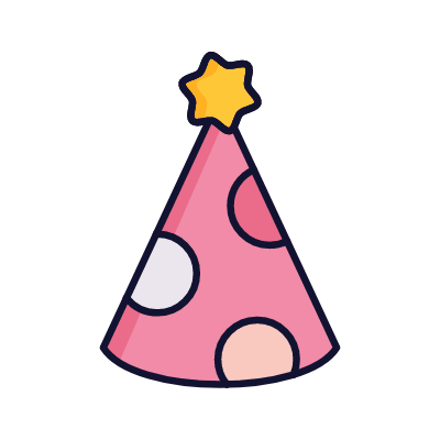 Birthday hat, Animated Icon, Lineal