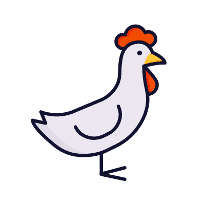 Chicken, Animated Icon, Lineal