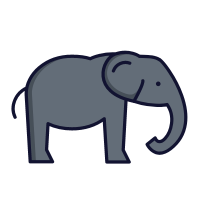 Elephant, Animated Icon, Lineal