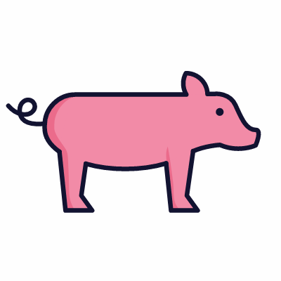 Pig, Animated Icon, Lineal