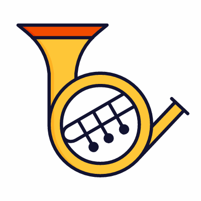 French horn, Animated Icon, Lineal