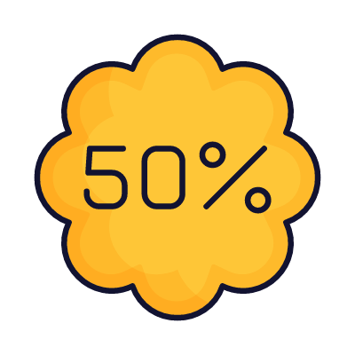 Sale 50%, Animated Icon, Lineal