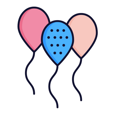 Party balloons, Animated Icon, Lineal