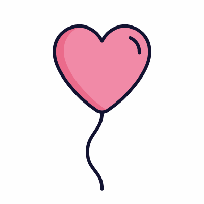 Heart balloon, Animated Icon, Lineal