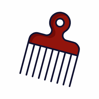 Afro pick, Animated Icon, Lineal