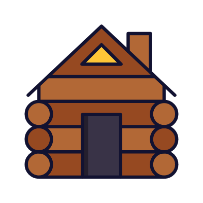 Log cabin, Animated Icon, Lineal