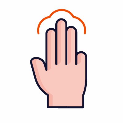 Tap three fingers, Animated Icon, Lineal