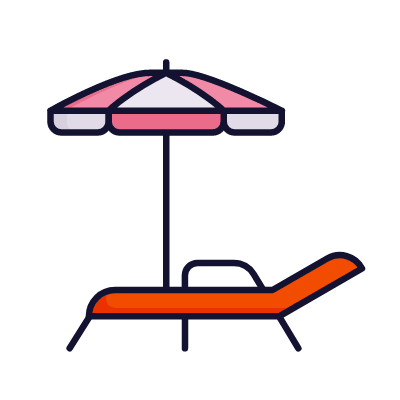 Sun lounger, Animated Icon, Lineal