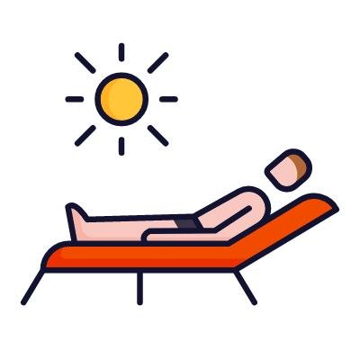 Sunbathing, Animated Icon, Lineal