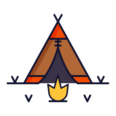 Campsite, Animated Icon, Lineal